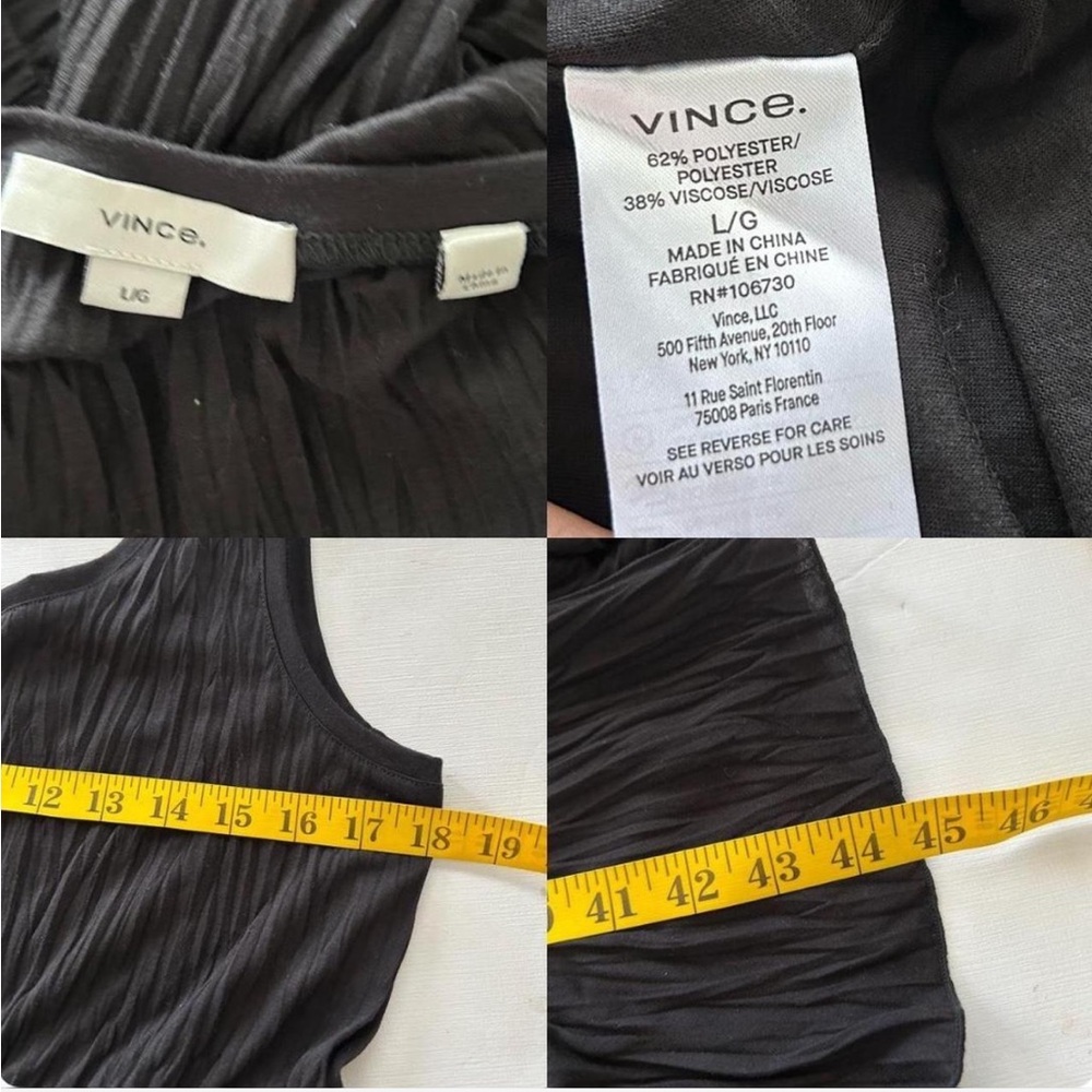 Vince Black Pleated Scoop Neck Tank Dress size Large. - Picture 8 of 8
